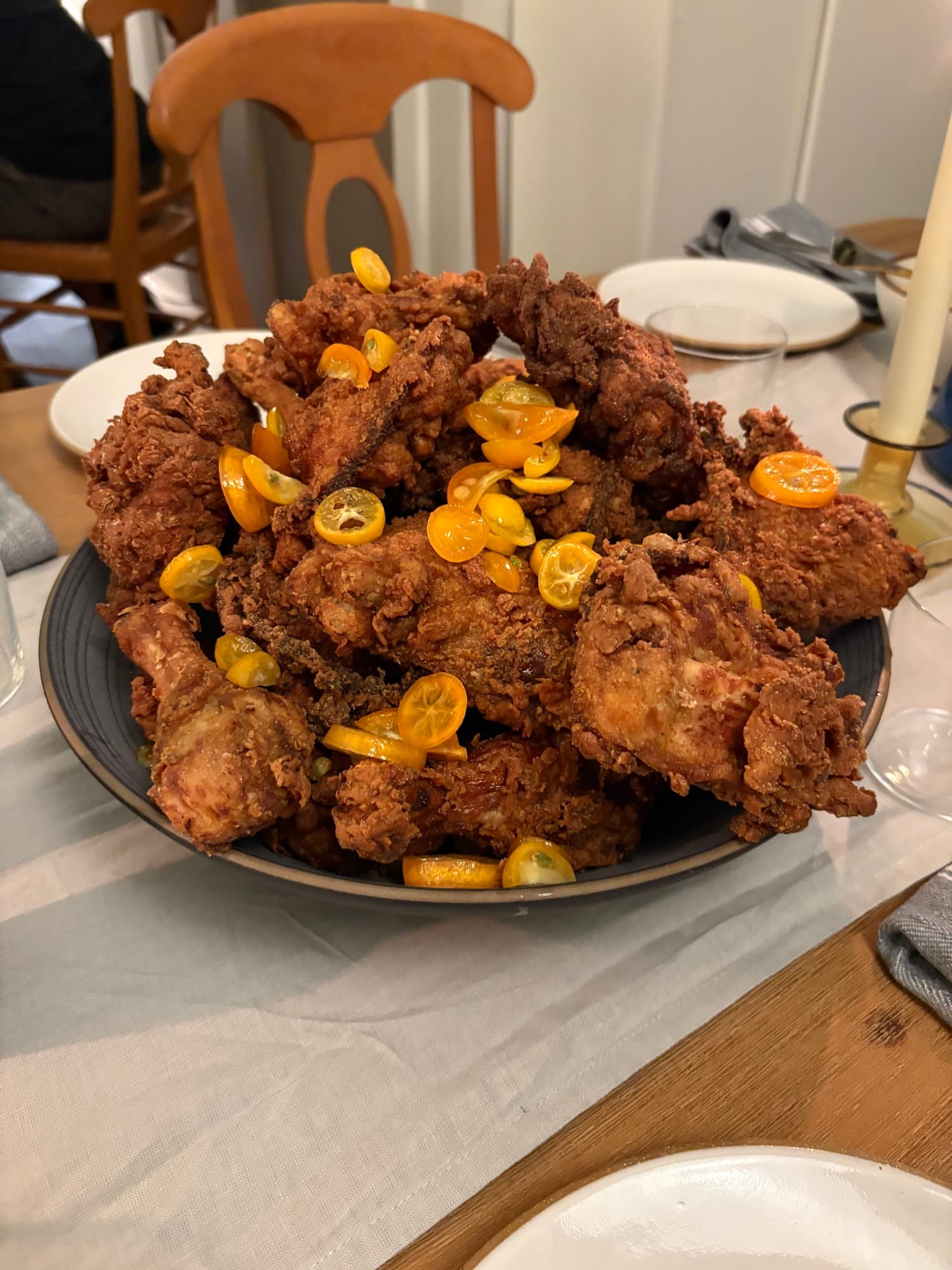 Fried chicken with honey-fermented kumquats